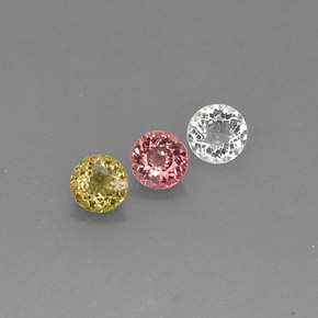 Gemas de turmalina multicolor natural de  ct, corte redondo, VVS-VS
