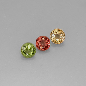 Gemas de turmalina multicolor natural de  ct, corte redondo, VVS-VS
