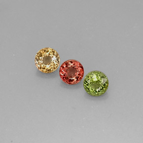Gemas de turmalina multicolor natural de  ct, corte redondo, VVS-VS