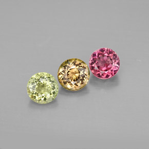 Gemas de turmalina multicolor natural de  ct, corte redondo, VVS-VS