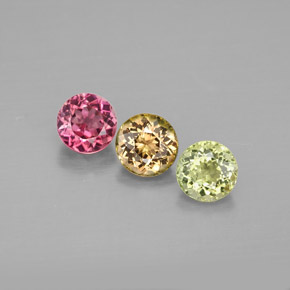 Gemas de turmalina multicolor natural de  ct, corte redondo, VVS-VS