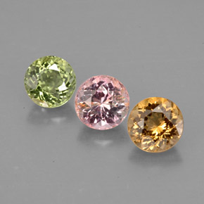 Gemas de turmalina multicolor natural de  ct, corte redondo, VVS-VS