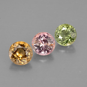 Gemas de turmalina multicolor natural de  ct, corte redondo, VVS-VS