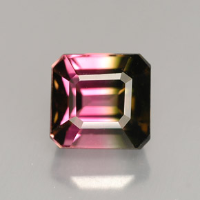 Turmalina multicolor natural de 1,87 ct, corte esmeralda, VVS-VS
