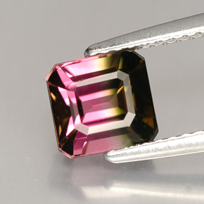 Turmalina multicolor natural de 1,87 ct, corte esmeralda, VVS-VS