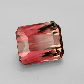 Turmalina bicolor natural de 8,18 ct, corte esmeralda, VVS