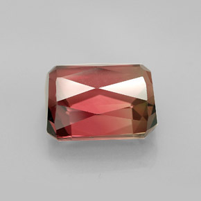 Turmalina bicolor natural de 8,18 ct, corte esmeralda, VVS