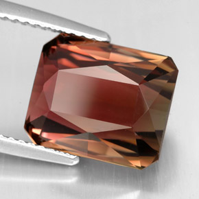 Turmalina bicolor natural de 6,97 ct, corte esmeralda, IF