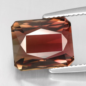 Turmalina bicolor natural de 6,97 ct, corte esmeralda, IF