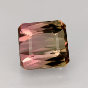 Turmalina multicolor natural de 4,10 ct, corte esmeralda, VVS
