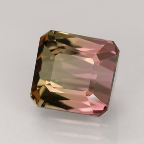 Turmalina multicolor natural de 4,10 ct, corte esmeralda, VVS