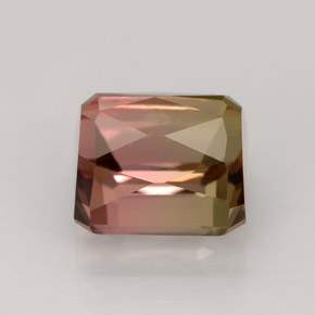 Turmalina multicolor natural de 4,10 ct, corte esmeralda, VVS