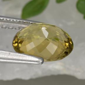Turmalina amarillo natural de 1,13 ct, corte óvalo, VVS