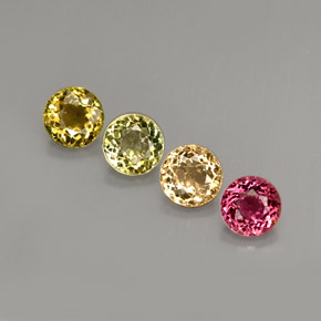 Gemas de turmalina multicolor natural de  ct, corte redondo, VVS-VS