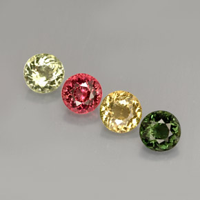Gemas de turmalina multicolor natural de  ct, corte redondo, VVS-VS