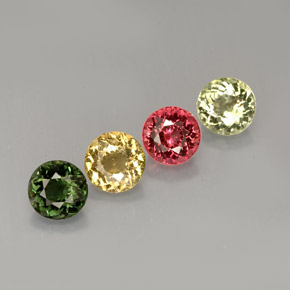 Gemas de turmalina multicolor natural de  ct, corte redondo, VVS-VS