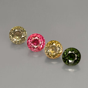 Gemas de turmalina multicolor natural de  ct, corte redondo, VVS-VS
