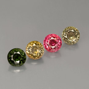 Gemas de turmalina multicolor natural de  ct, corte redondo, VVS-VS