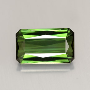 Turmalina verde natural de 2,84 ct, corte esmeralda, VVS