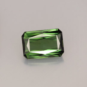 Turmalina verde natural de 1,36 ct, corte esmeralda, VS-SI