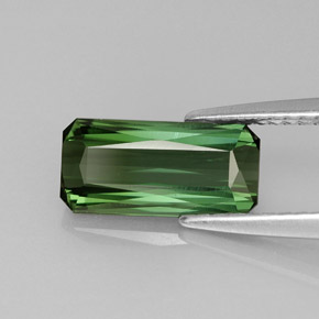 Turmalina verde natural de 1,60 ct, corte esmeralda, VVS