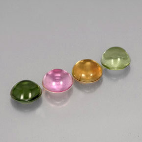 Gemas de turmalina multicolor natural de  ct, corte redondo, transparente