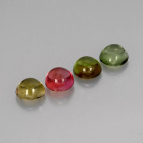 Gemas de turmalina multicolor natural de  ct, corte redondo, transparente