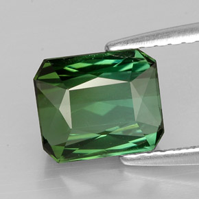Turmalina verde natural de 1,85 ct, corte esmeralda, VVS