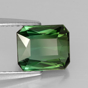 Turmalina verde natural de 1,85 ct, corte esmeralda, VVS