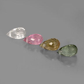 Gemas de turmalina multicolor natural de  ct, briolette, VVS-VS