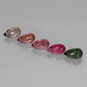 Gemas de turmalina multicolor natural de  ct, briolette, VS