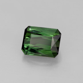 Turmalina verde natural de 1,53 ct, corte esmeralda, VVS