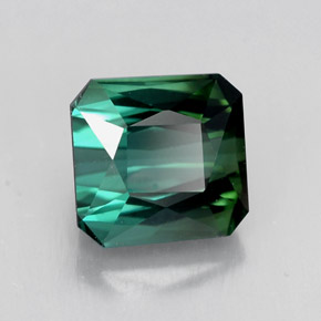Turmalina verde natural de 1,98 ct, corte esmeralda, VVS