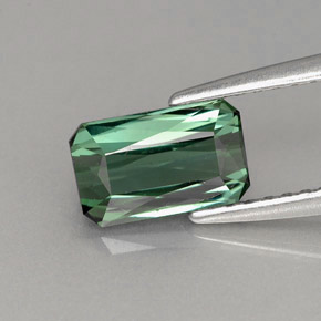 Turmalina verde natural de 1,22 ct, corte esmeralda, VVS