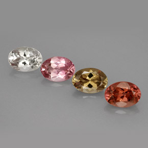 Gemas de turmalina multicolor natural de  ct, corte óvalo, VVS-VS
