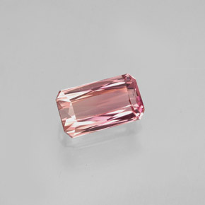 Turmalina rosa natural de 0,89 ct, corte esmeralda, VVS