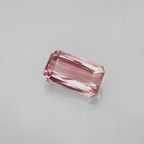 Turmalina rosa natural de 0,89 ct, corte esmeralda, VVS