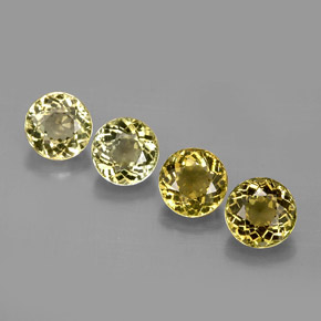 Gemas de turmalina amarillo natural de  ct, corte redondo, VVS