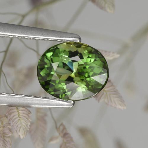 Turmalina verde natural de 1,17 ct, corte óvalo, VVS-VS