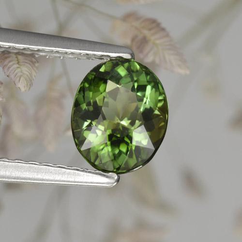 Turmalina verde natural de 1,17 ct, corte óvalo, VVS-VS