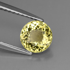 Turmalina amarillo natural de 0,92 ct, corte redondo, VS