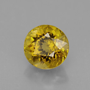 Turmalina amarillo natural de 1,19 ct, corte redondo, VS