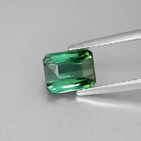 Turmalina verde natural de 1,64 ct, corte esmeralda, VVS