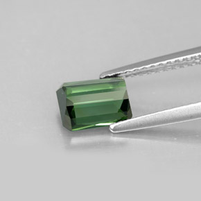 Turmalina verde natural de 1,42 ct, corte esmeralda, VVS-VS