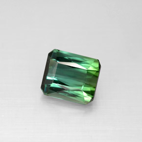 Turmalina verde natural de 1,68 ct, corte esmeralda, VS