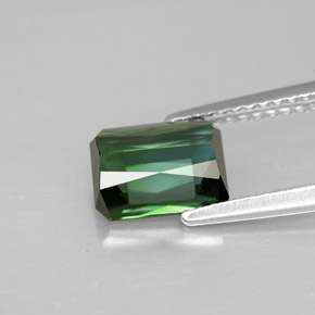 Turmalina verde natural de 1,71 ct, corte esmeralda, VVS-VS