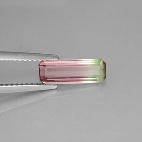 Turmalina multicolor natural de 1,17 ct, corte esmeralda, VS