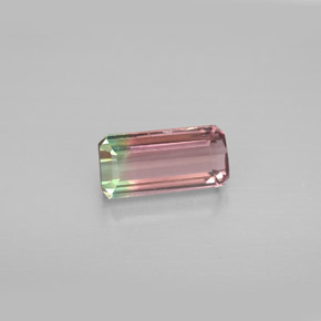 Turmalina multicolor natural de 1,23 ct, corte esmeralda, VVS-VS