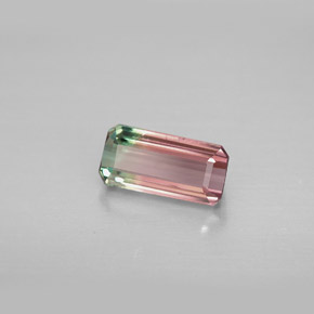 Turmalina multicolor natural de 1,23 ct, corte esmeralda, VVS-VS