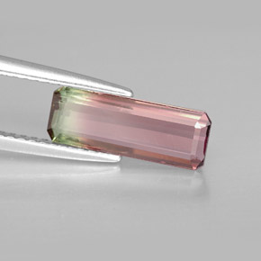 Turmalina multicolor natural de 1,69 ct, corte esmeralda, VVS-VS